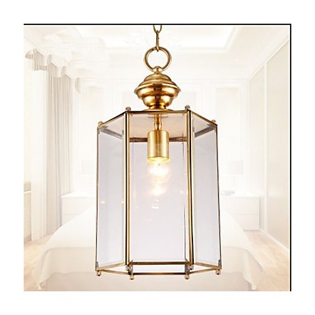 Kleine Pendelleuchte im amerikanischen Landhausstil, komplett aus Kupfer und einem Glas Kleine Pendelleuchte im amerikanischen Landhausstil, komplett aus Kupfer und einem Glas