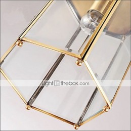 Kleine Pendelleuchte im amerikanischen Landhausstil, komplett aus Kupfer und einem Glas