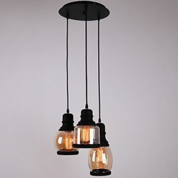 Antiker Glasschirm 3-flammig Künstlerisch Minimalistisch Pendelleuchte