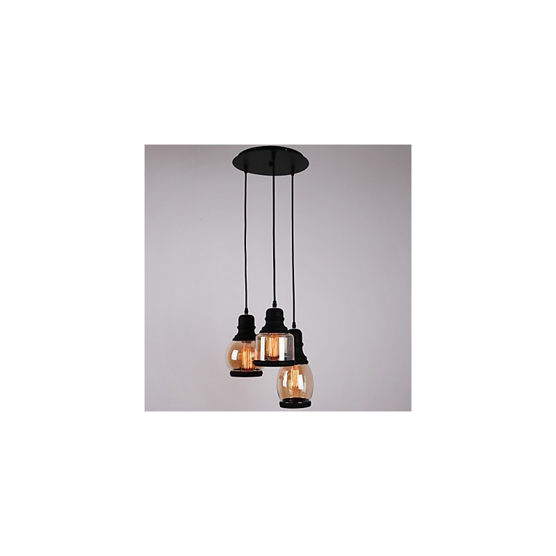 Antiker Glasschirm 3-flammig Künstlerisch Minimalistisch Pendelleuchte