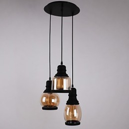 Antiker Glasschirm 3-flammig Künstlerisch Minimalistisch Pendelleuchte