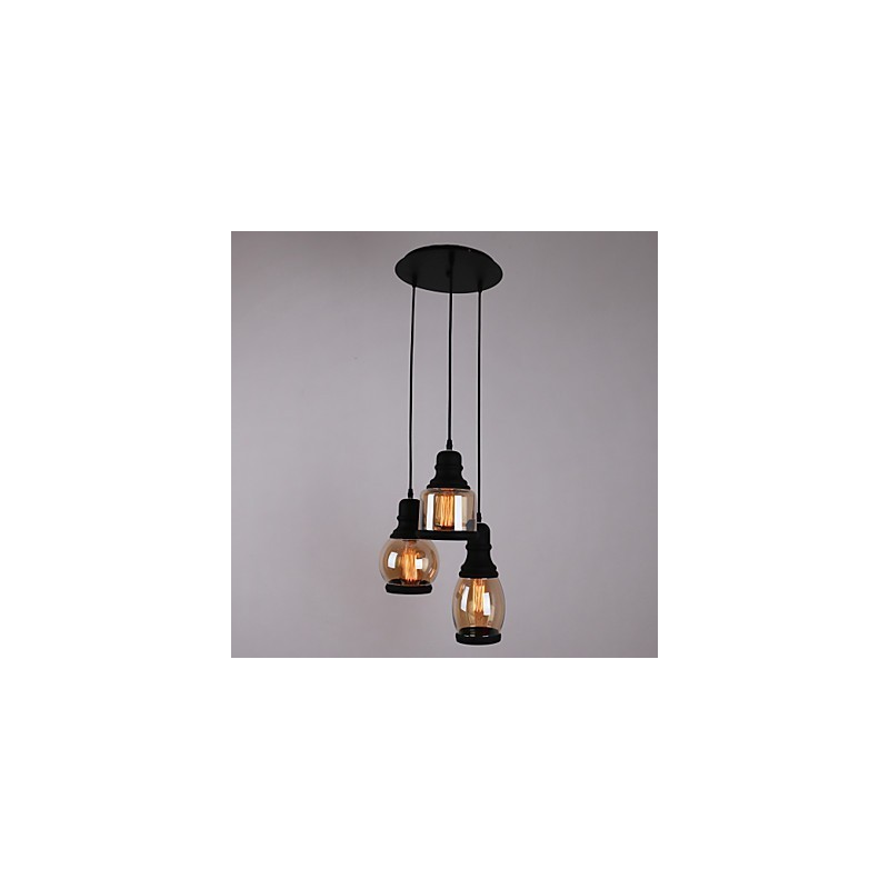 Antiker Glasschirm 3-flammig Künstlerisch Minimalistisch Pendelleuchte