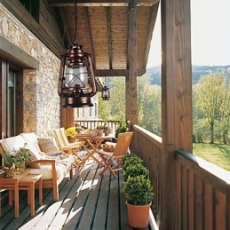 Country Lantern Mini-Pendelleuchte im Bronze-Stil