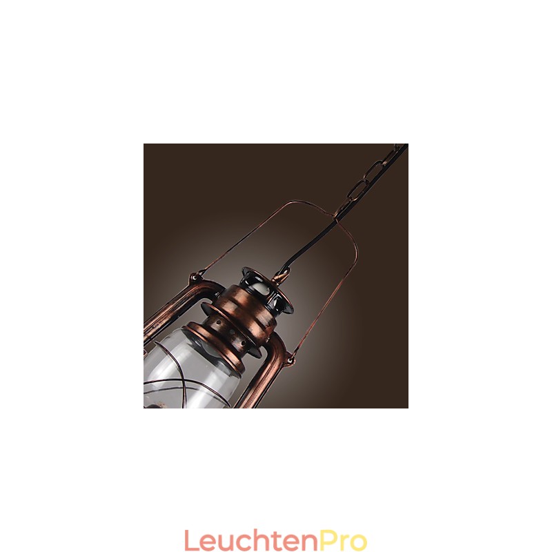 Country Lantern Mini-Pendelleuchte im Bronze-Stil