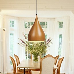 Retro Pendelleuchte Holzmaserung Metall Cafe Pendelleuchten