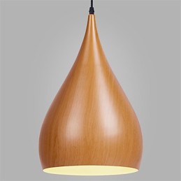 Retro Pendelleuchte Holzmaserung Metall Cafe Pendelleuchten