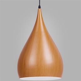 Retro Pendelleuchte Holzmaserung Metall Cafe Pendelleuchten