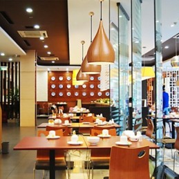 Retro Pendelleuchte Holzmaserung Metall Cafe Pendelleuchten