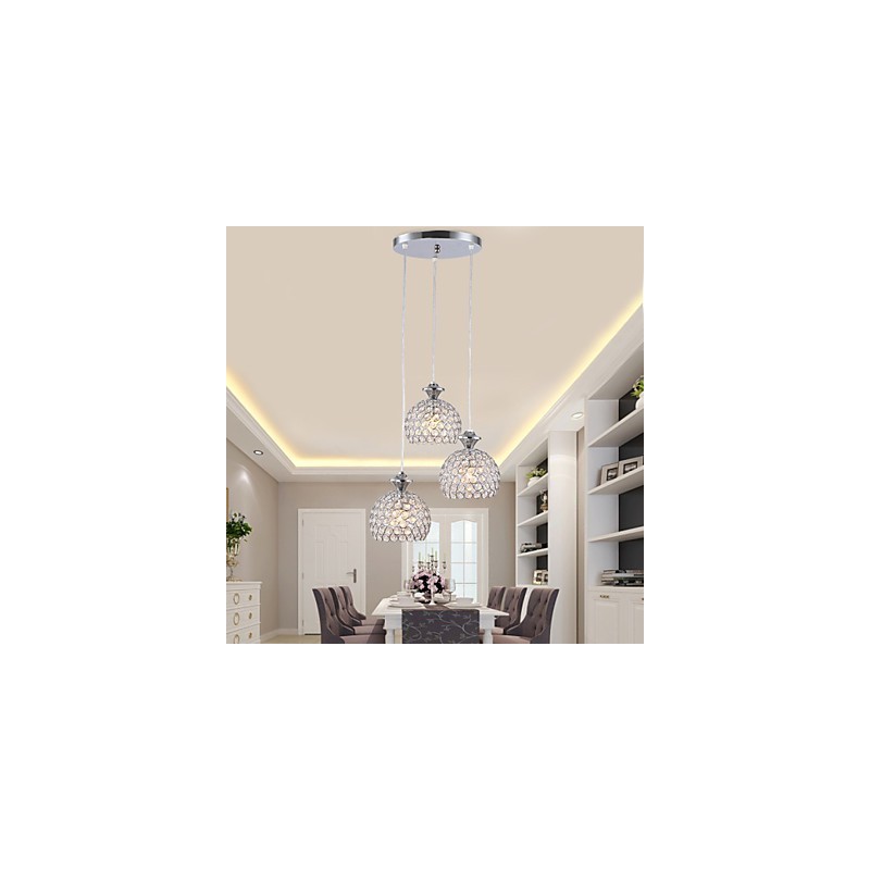 3 Köpfe Moderne zeitgenössische Kristall Pendelleuchte