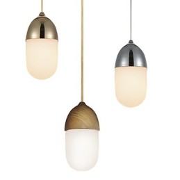 Mini Acorn Pendelleuchte 1 Licht Moderne Einfachheit Golden Chrome Holzfarbe Finish Kohlenstoffstahl & Glas Droplight