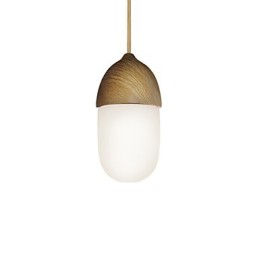 Mini Acorn Pendelleuchte 1 Licht Moderne Einfachheit Golden Chrome Holzfarbe Finish Kohlenstoffstahl & Glas Droplight