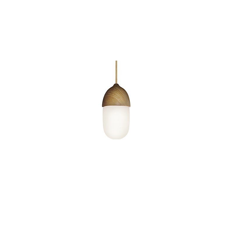 Mini Acorn Pendelleuchte 1 Licht Moderne Einfachheit Golden Chrome Holzfarbe Finish Kohlenstoffstahl & Glas Droplight