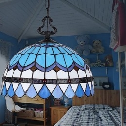 Europäischer ländlicher kreativer Kunst-Buntglas-Kronleuchter, der alte Wege wiederherstellt, Lampenlicht
