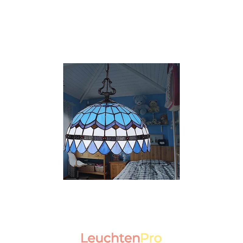 Europäischer ländlicher kreativer Kunst-Buntglas-Kronleuchter, der alte Wege wiederherstellt, Lampenlicht