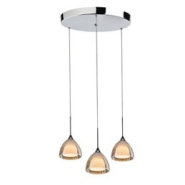 3-flammige zweischichtige Pendelleuchte Inselleuchte Rissglas poliertes Chrom