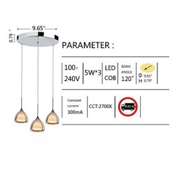 3-flammige zweischichtige Pendelleuchte Inselleuchte Rissglas poliertes Chrom
