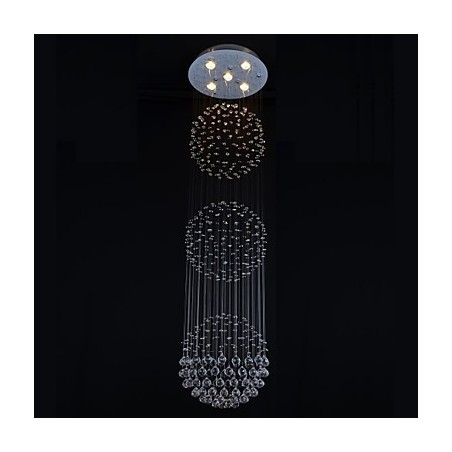 Moderne zeitgenössische Kristall Chrom Metall Unterputz