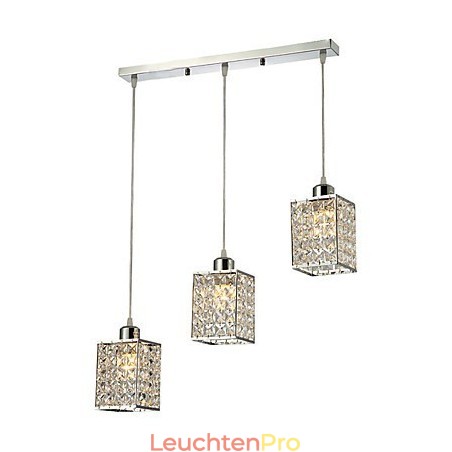 Moderne zeitgenössische Insel Kristall galvanisierte Pendelleuchte