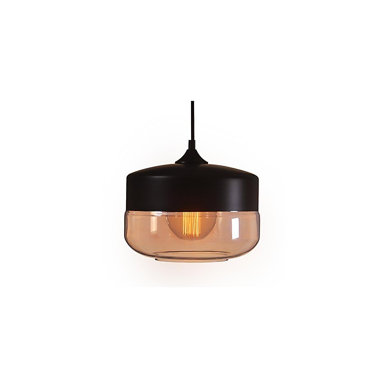 WestMenLights Vintage Modern Lack Glas Deckenlampe Pendelleuchte Schwarz 250mm Durchmesser