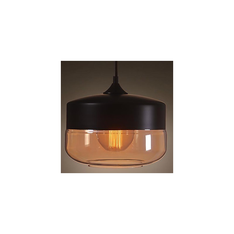 WestMenLights Vintage Modern Lack Glas Deckenlampe Pendelleuchte Schwarz 250mm Durchmesser