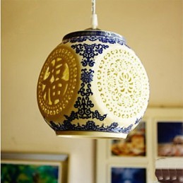 Retro Keramik lampe lampe Treppe Blau Single Head Kronleuchter Kreative