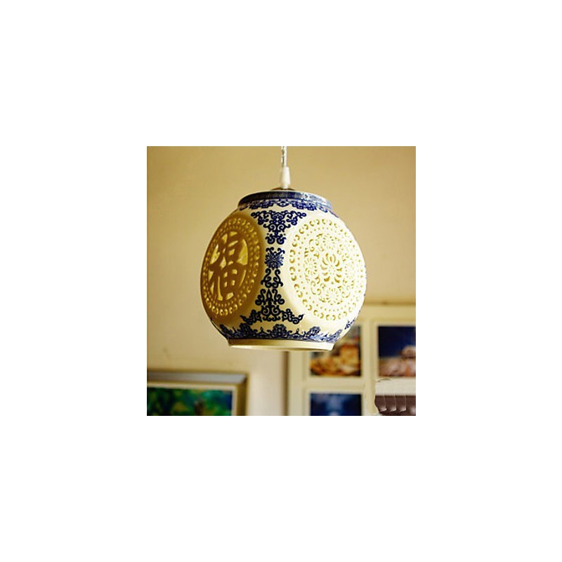 Retro Keramik lampe lampe Treppe Blau Single Head Kronleuchter Kreative