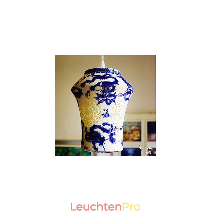 Retro Keramik lampe lampe Treppe Blau Single Head Kronleuchter Kreative