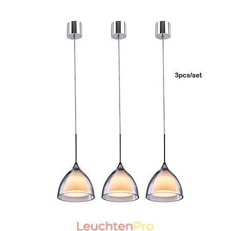 1-flammige zweischichtige Pendelleuchte für die Insel, klares Glas, poliertes Chrom 1-flammige zweischichtige Pendelleuchte für die Insel, klares Glas, poliertes Chrom