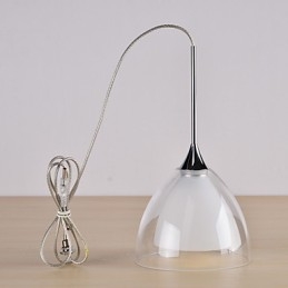 1-flammige zweischichtige Pendelleuchte für die Insel, klares Glas, poliertes Chrom