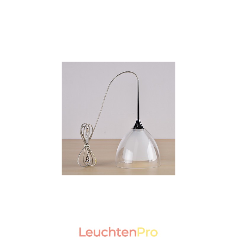 1-flammige zweischichtige Pendelleuchte für die Insel, klares Glas, poliertes Chrom