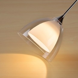 1-flammige zweischichtige Pendelleuchte für die Insel, klares Glas, poliertes Chrom