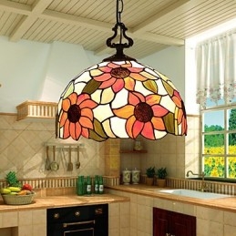 Europäischer ländlicher kreativer Kunst-Buntglas-Kronleuchter, der alte Wege wiederherstellt, Lampenlicht