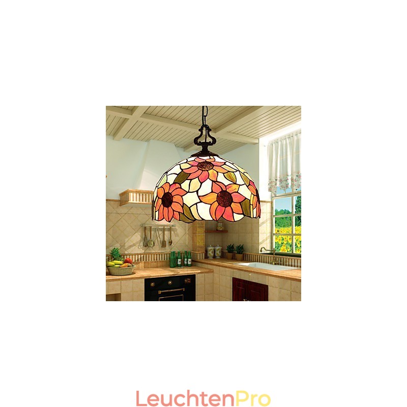 Europäischer ländlicher kreativer Kunst-Buntglas-Kronleuchter, der alte Wege wiederherstellt, Lampenlicht
