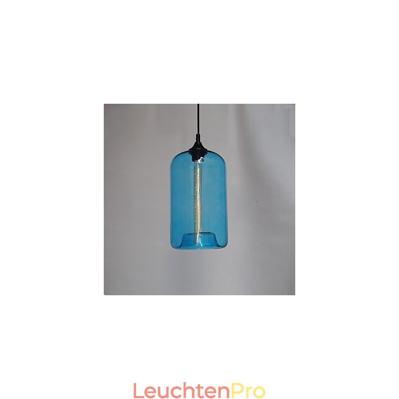 Pendelleuchte im Flaschendesign, 1-flammig, mit transparentem Schirm
