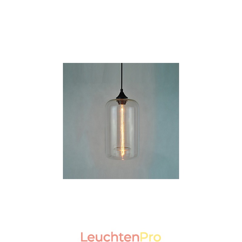 Pendelleuchte im Flaschendesign, 1-flammig, mit transparentem Schirm