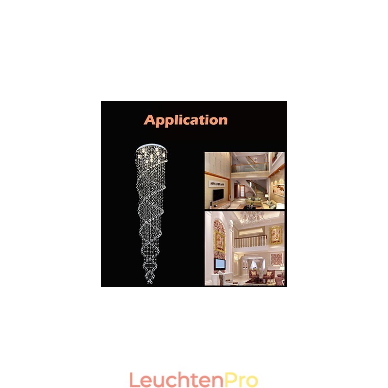 Deckenleuchter Pendelleuchte Leuchten mit K9 Kristall Doppelspirale D70CM H300CM