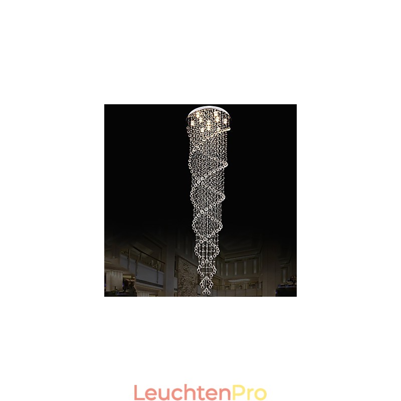 Deckenleuchter Pendelleuchte Leuchten mit K9 Kristall Doppelspirale D70CM H300CM