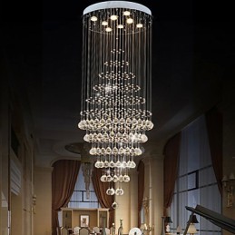 Moderne Kristall Kronleuchter Beleuchtung Pendelleuchte Deckenleuchte Leuchten mit 8 Glühbirnen H180CM