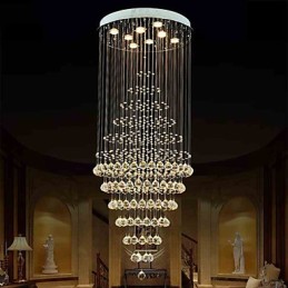 Moderne Kristall Kronleuchter Beleuchtung Pendelleuchte Deckenleuchte Leuchten mit 8 Glühbirnen H180CM