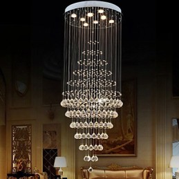Moderne Kristall Kronleuchter Beleuchtung Pendelleuchte Deckenleuchte Leuchten mit 8 Glühbirnen H180CM