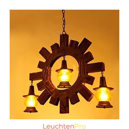 Antiker Holz Kronleuchter American Country Iiving Lampe Lampe