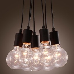 Modernes Zuhause 7 Kopf Edison Glühbirne Licht Loft Glaskugel Pendelleuchte