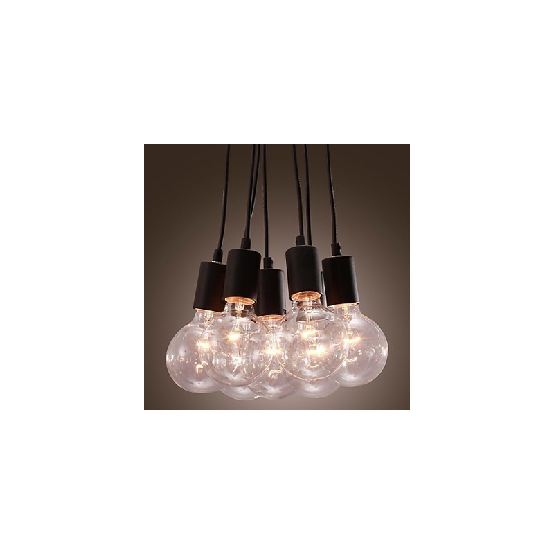 Modernes Zuhause 7 Kopf Edison Glühbirne Licht Loft Glaskugel Pendelleuchte