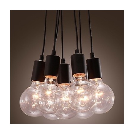 Modernes Zuhause 7 Kopf Edison Glühbirne Licht Loft Glaskugel Pendelleuchte