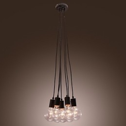 Modernes Zuhause 7 Kopf Edison Glühbirne Licht Loft Glaskugel Pendelleuchte