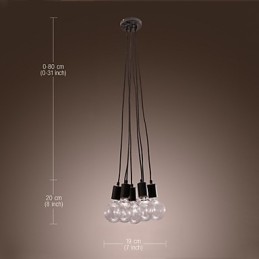 Modernes Zuhause 7 Kopf Edison Glühbirne Licht Loft Glaskugel Pendelleuchte