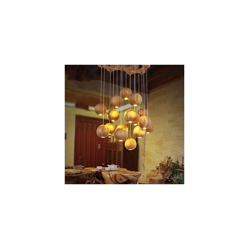 Pendelleuchten Mini-Stil Laterne Holz Bambus