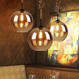 Loft Amerikanischen Seil Retro Beleuchtung Lichter Glas Pendelleuchte