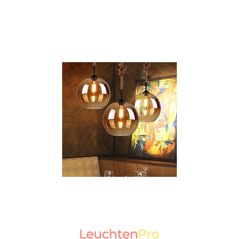Loft Amerikanischen Seil Retro Beleuchtung Lichter Glas Pendelleuchte