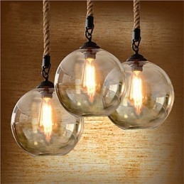 Loft Amerikanischen Seil Retro Beleuchtung Lichter Glas Pendelleuchte